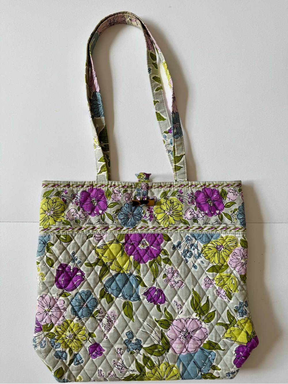 Vera Bradley Floral Quilted Tote in Purple & Green